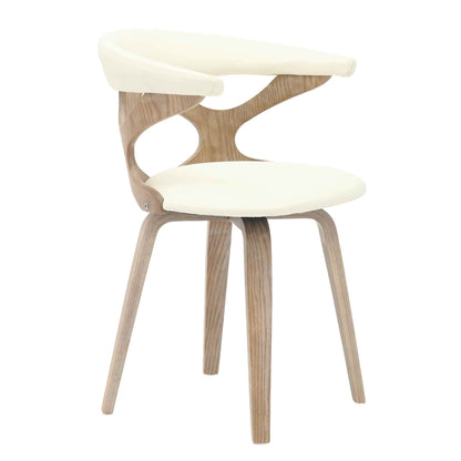 Klyne Modern Wooden Dining Chair Upholstered in Leather With Walnut Color Frame / White