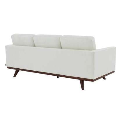 Chester 3-Seater Leather/Mesh Full Size Sofa in Birch Wood Base
