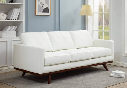Chester 3-Seater Leather/Mesh Full Size Sofa in Birch Wood Base