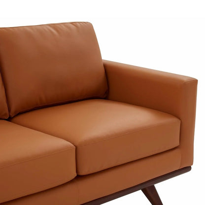 Chester 3-Seater Leather/Mesh Full Size Sofa in Birch Wood Base