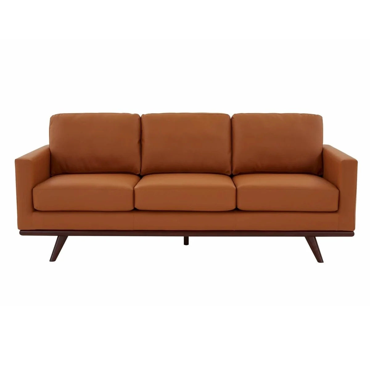 Chester 3-Seater Leather/Mesh Full Size Sofa in Birch Wood Base