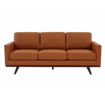 Chester 3-Seater Leather/Mesh Full Size Sofa in Birch Wood Base