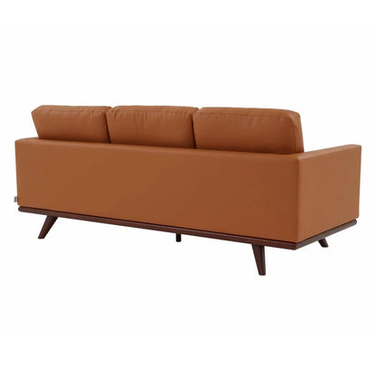 Chester 3-Seater Leather/Mesh Full Size Sofa in Birch Wood Base