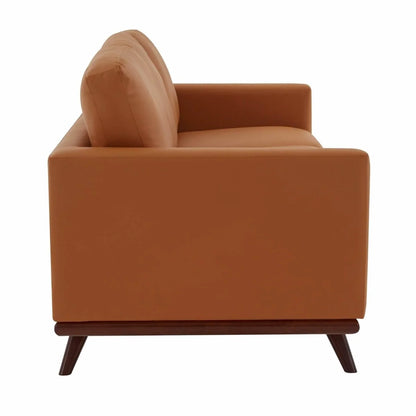 Chester 3-Seater Leather/Mesh Full Size Sofa in Birch Wood Base