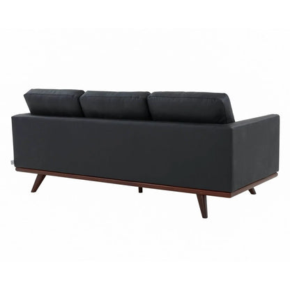 Chester 3-Seater Leather/Mesh Full Size Sofa in Birch Wood Base