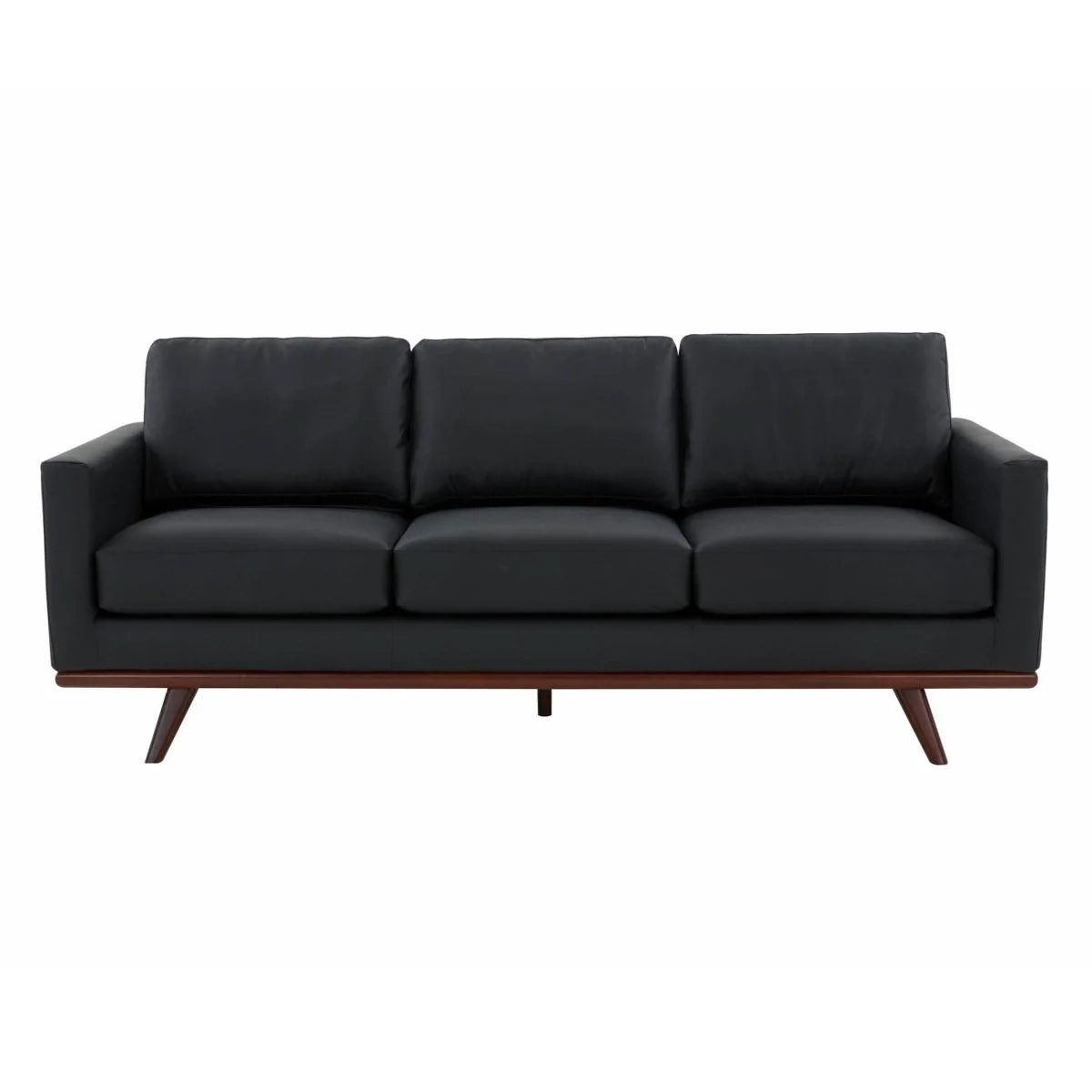 Chester 3-Seater Leather/Mesh Full Size Sofa in Birch Wood Base