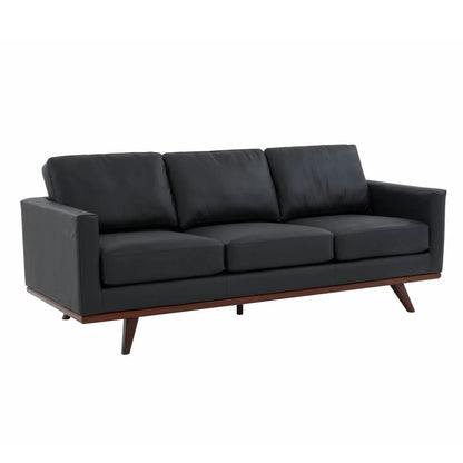 Chester 3-Seater Leather/Mesh Full Size Sofa in Birch Wood Base