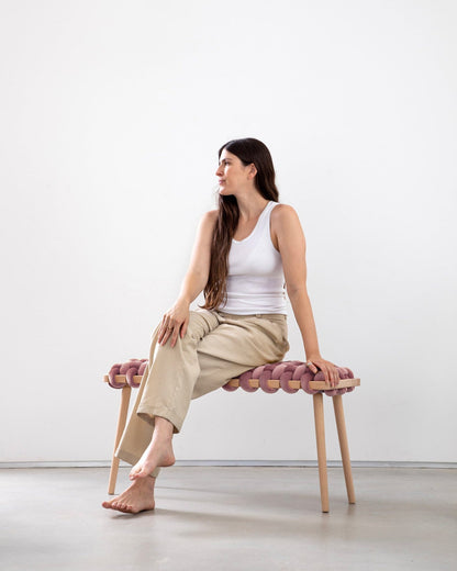 Mauve Velvet Woven Bench