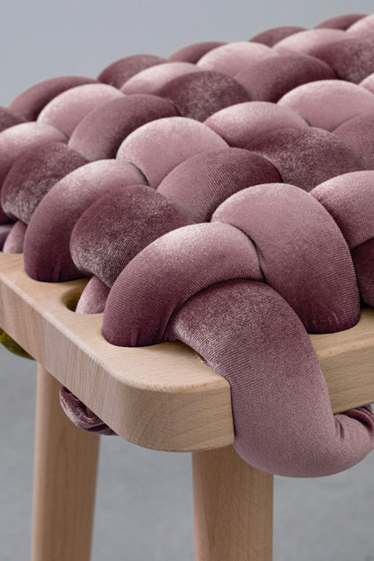 Mauve Velvet Woven Bench