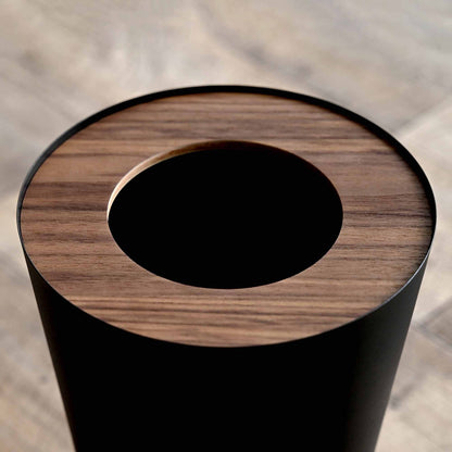 Trash Can - Round - Steel + Wood