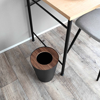 Trash Can - Round - Steel + Wood