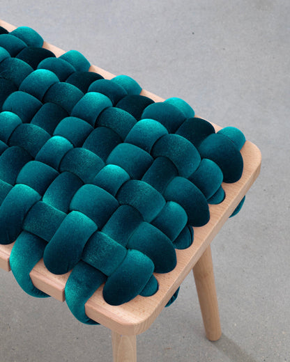 Petrol Velvet Woven Stool
