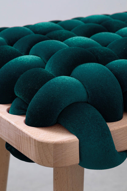 Petrol Velvet Woven Bench
