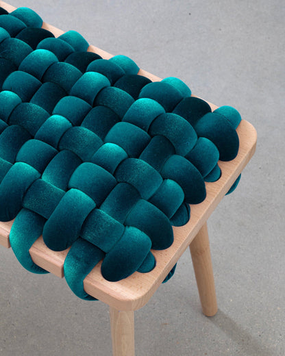 Petrol Velvet Woven Bench