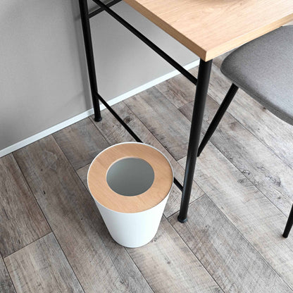Trash Can - Round - Steel + Wood