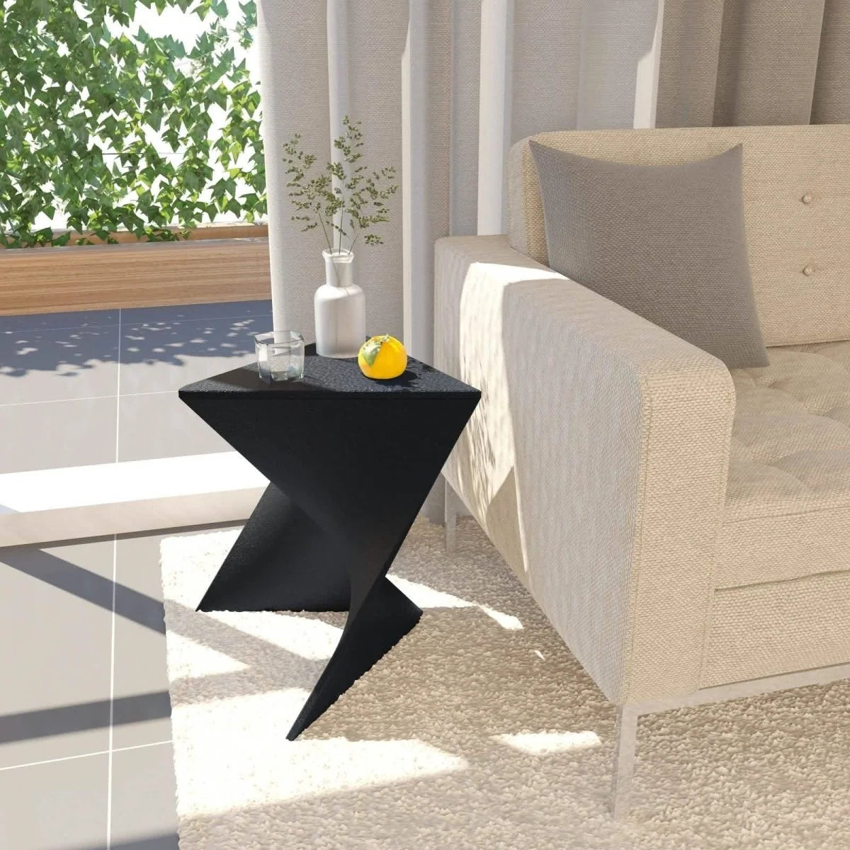 LeisureMod Randolph Modern Side Table Set of 2 / Black