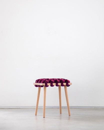 Burgundy Woven Stool