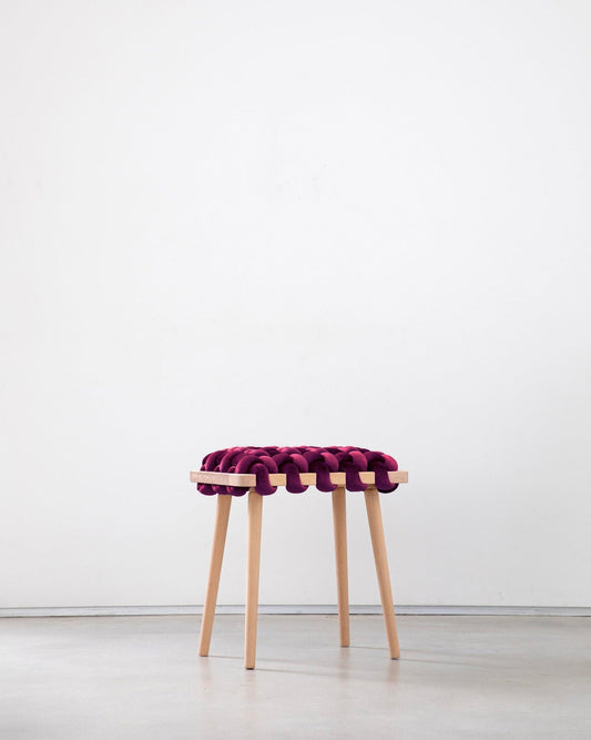 Burgundy Woven Stool