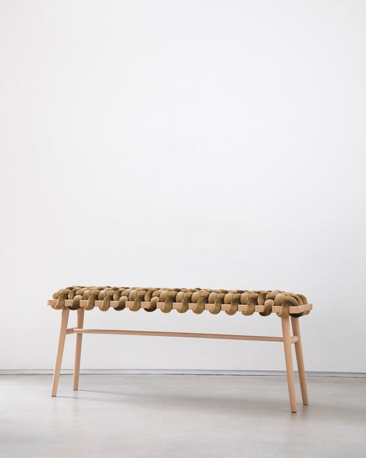 Truffle Velvet Woven Bench