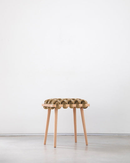 Truffle Velvet Woven Stool