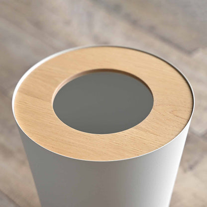 Trash Can - Round - Steel + Wood